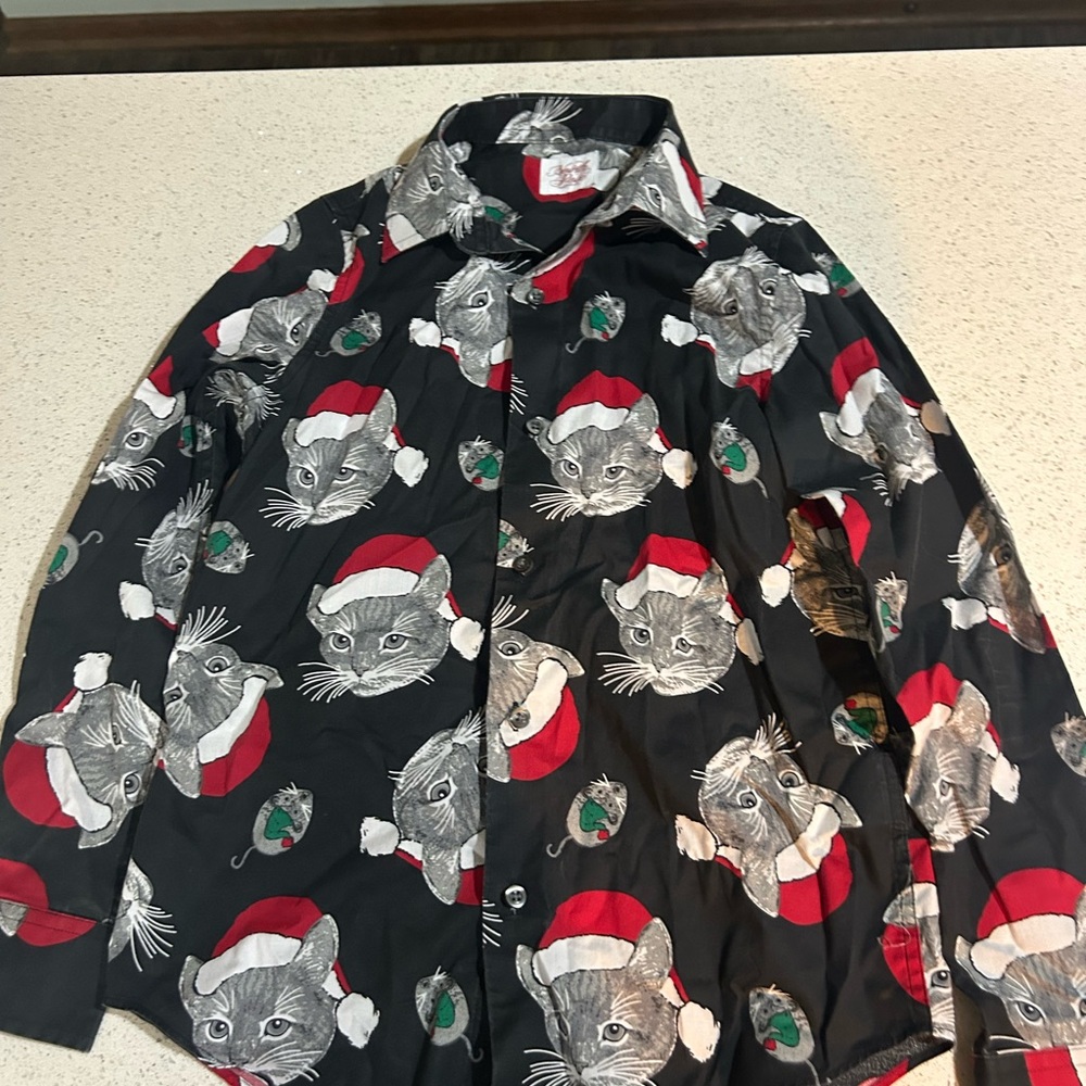 Christmas Cat Print Shirt